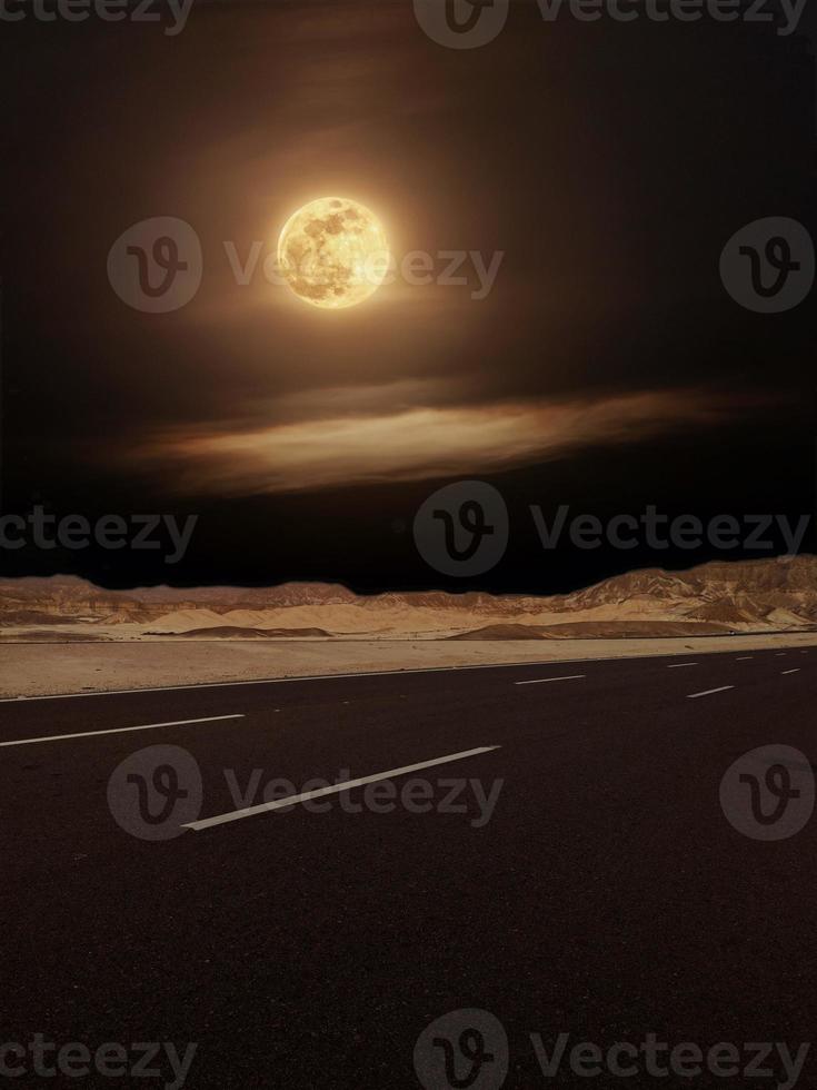 full moon on high way to sharm el sheikh mountains way photo