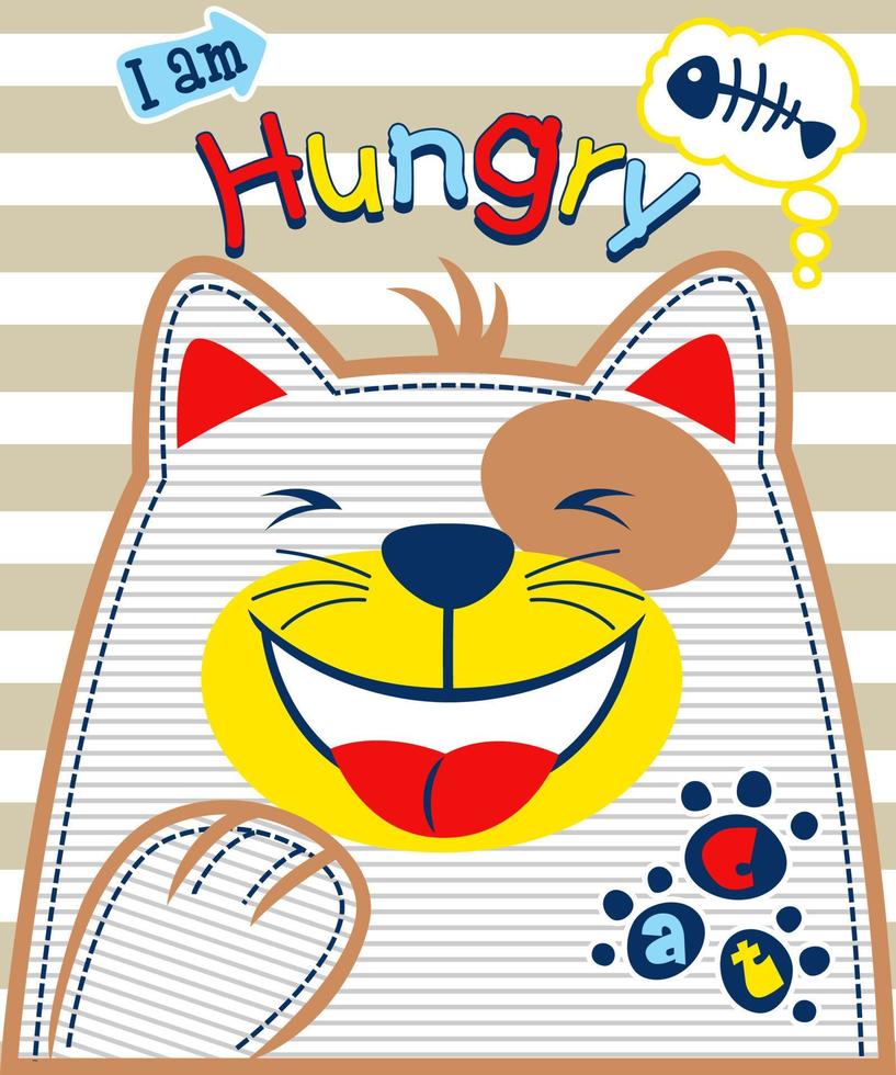 Funny cat artistic cartoon with fishbone vector