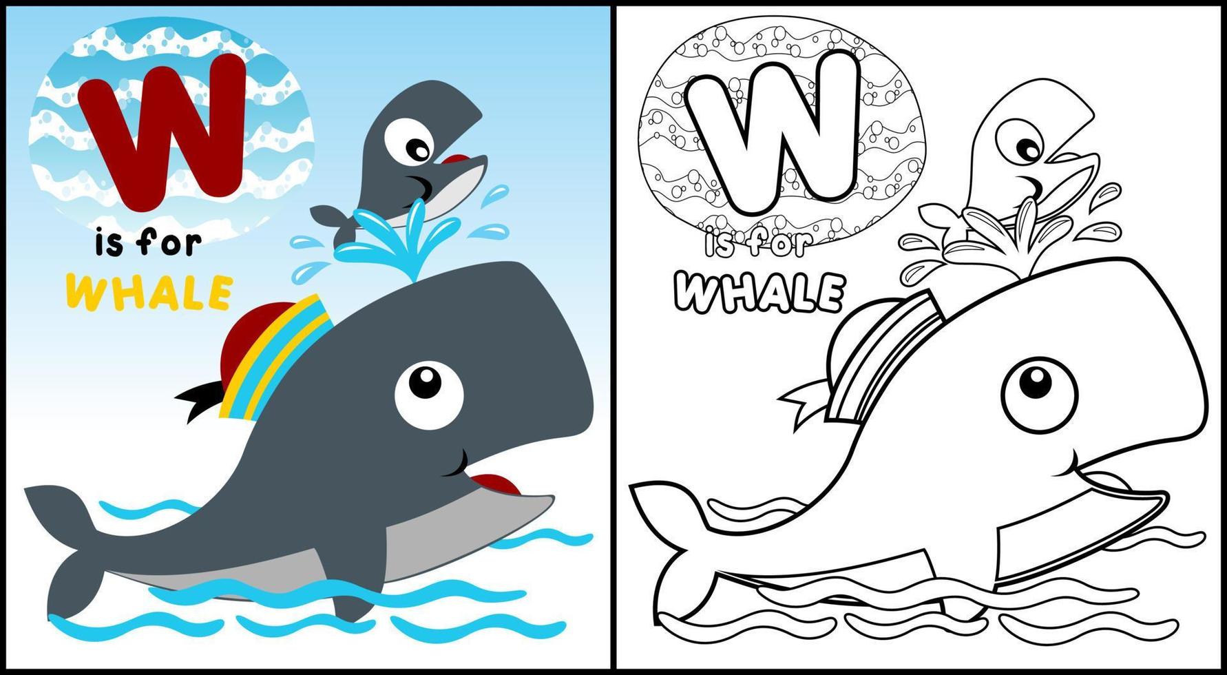 libro para colorear de ballena con gorra de marinero vector