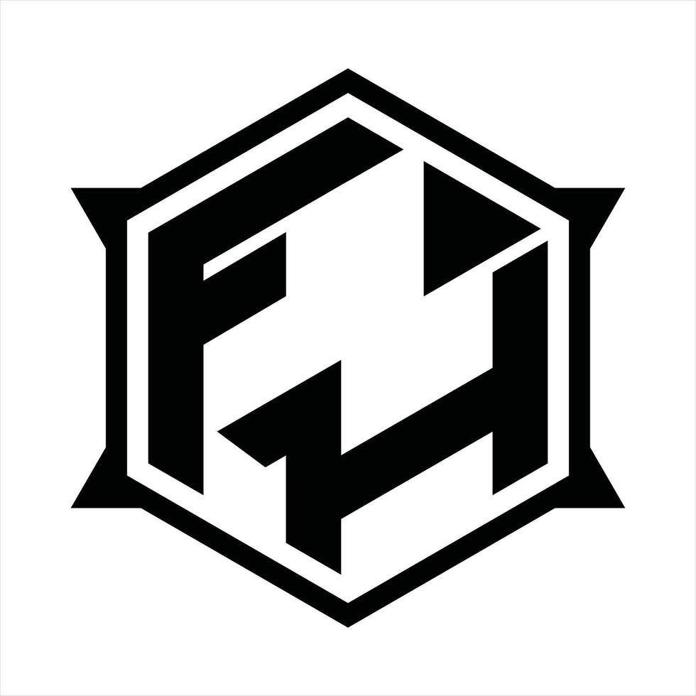 plantilla de diseño de monograma de logotipo fh vector