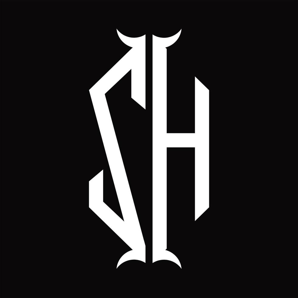 ZH Logo monogram with horn shape design template vector