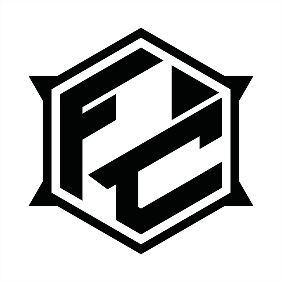 plantilla de diseño de monograma de logotipo fc vector