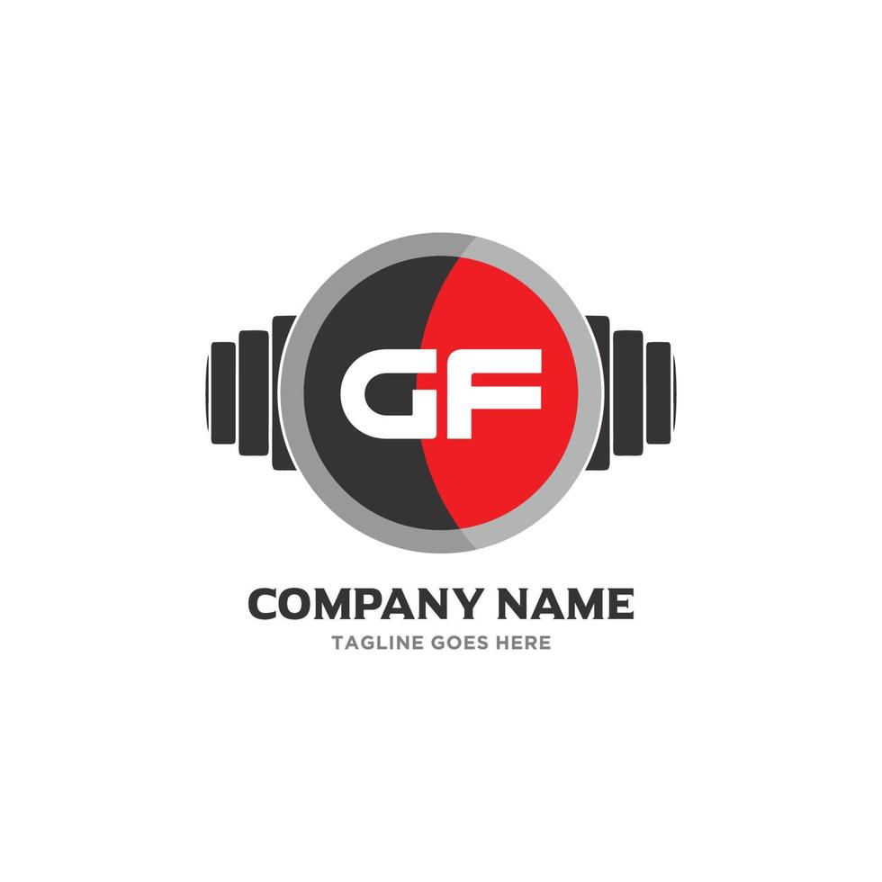 gf carta logo diseño icono fitness y música vector símbolo.