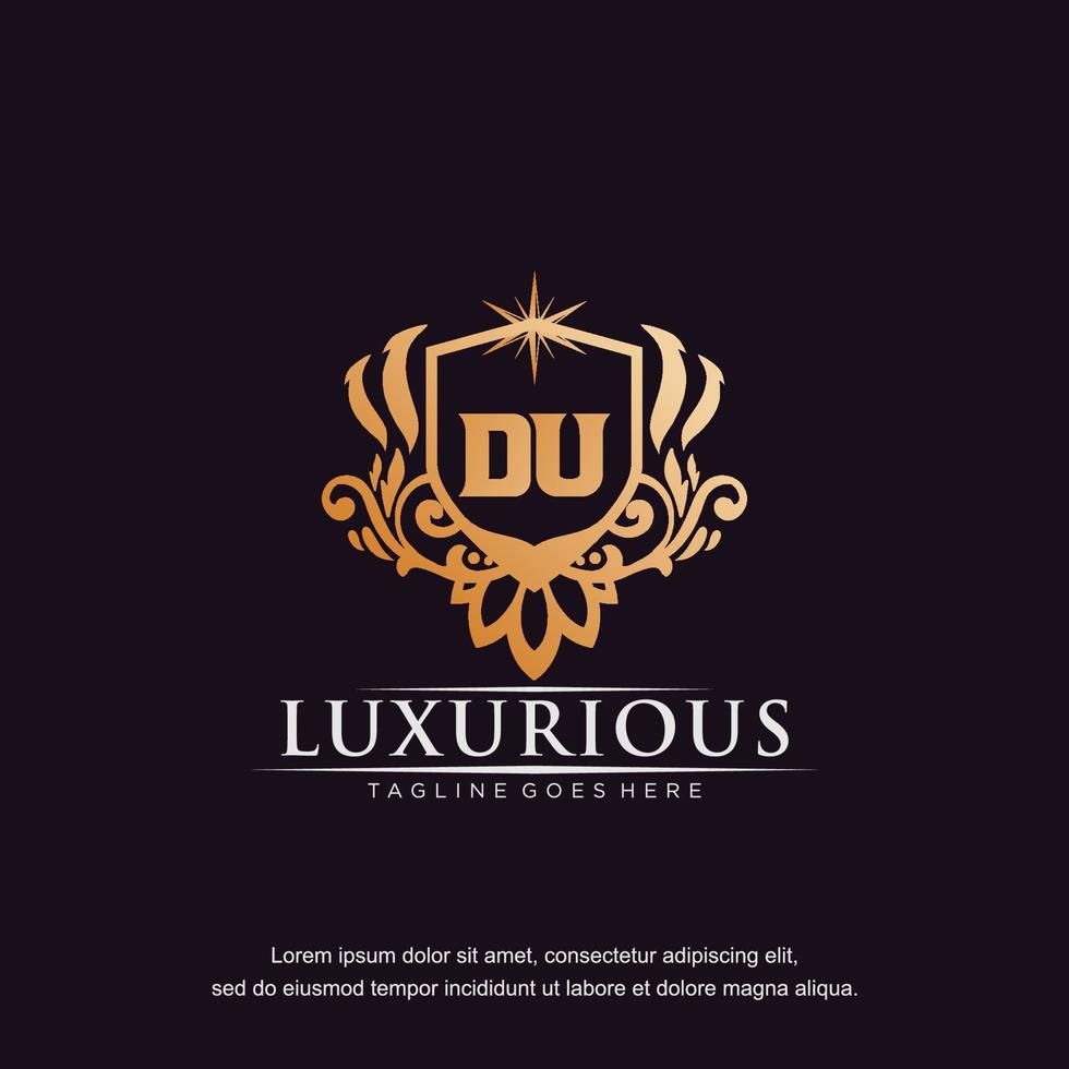 DU initial letter luxury ornament gold monogram logo template vector art.