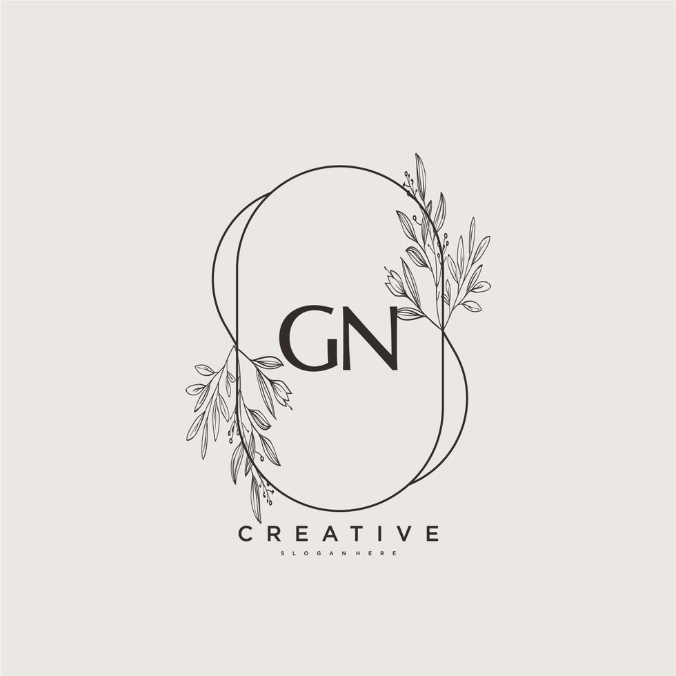 GN Beauty vector initial logo art, handwriting logo of initial signature, wedding, fashion, jewerly, boutique, floral and botanical with creative template for any company or business.