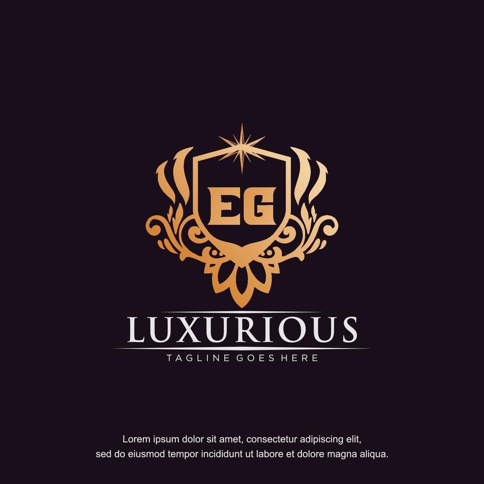 EG initial letter luxury ornament gold monogram logo template vector art.