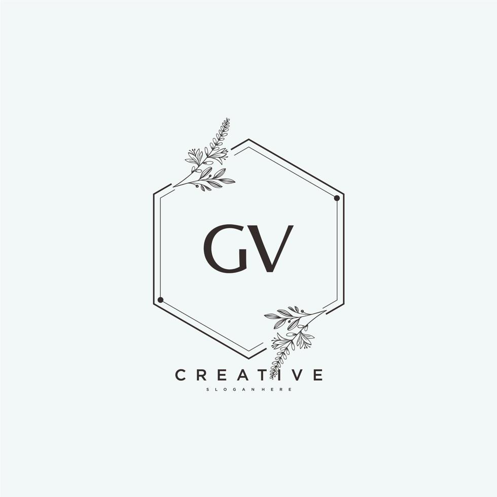 GV Beauty vector initial logo art, handwriting logo of initial signature, wedding, fashion, jewerly, boutique, floral and botanical with creative template for any company or business.