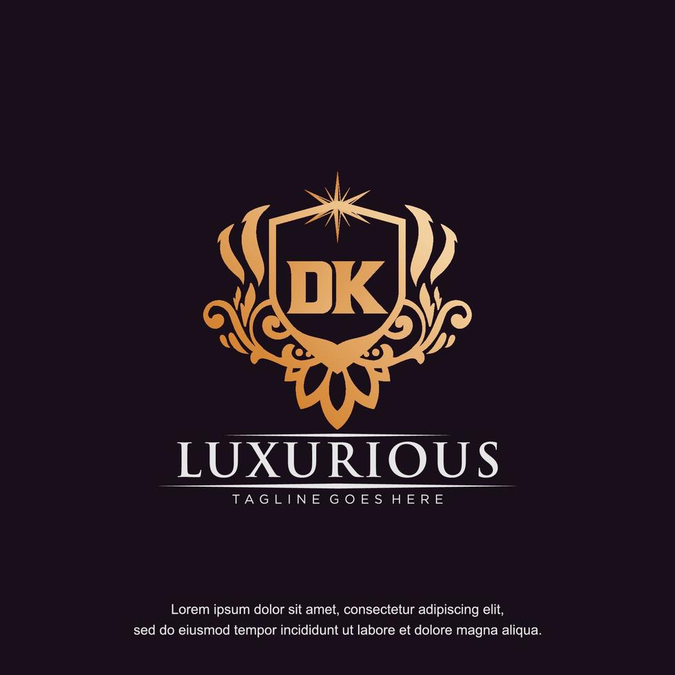 DK initial letter luxury ornament gold monogram logo template vector art.