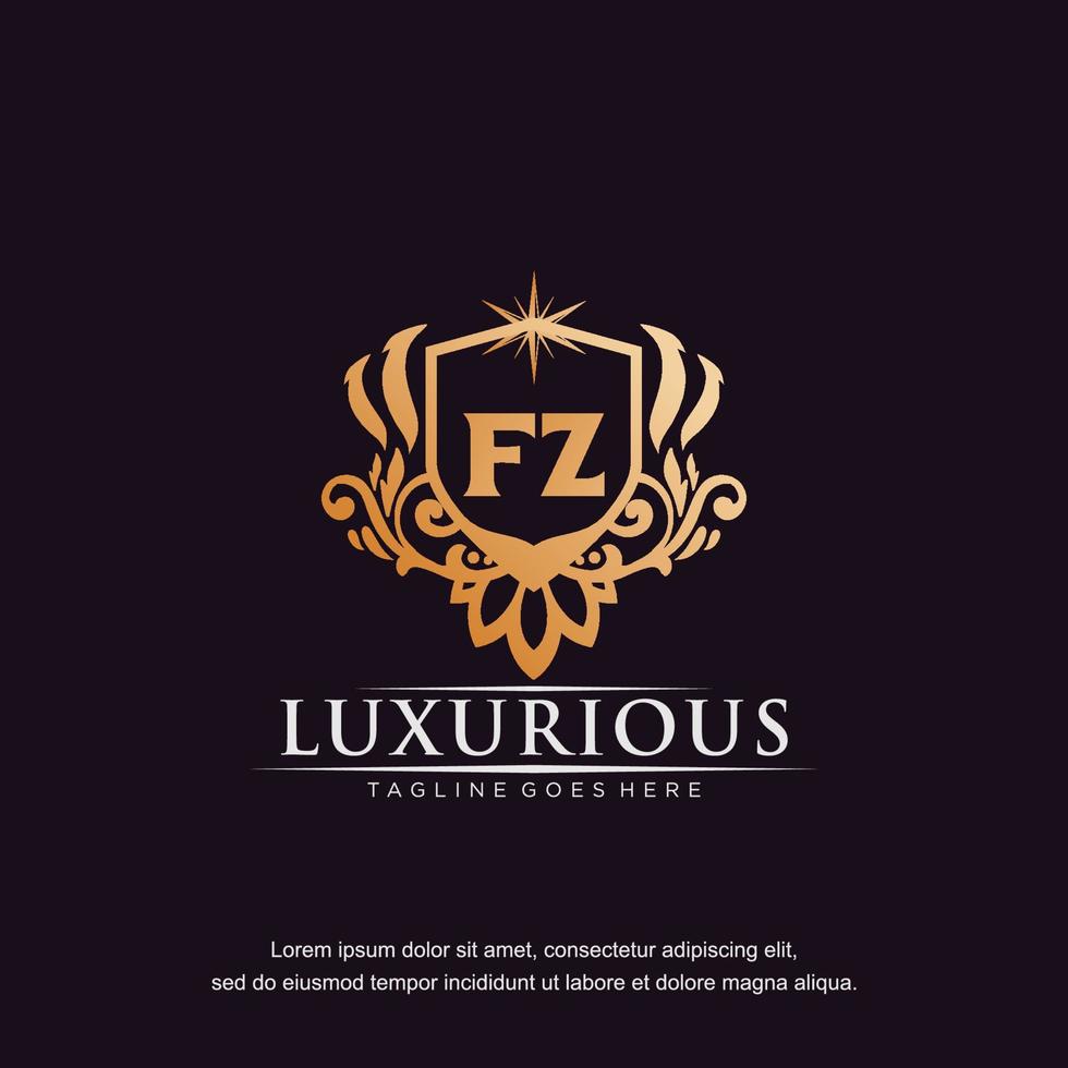 FZ initial letter luxury ornament gold monogram logo template vector art.