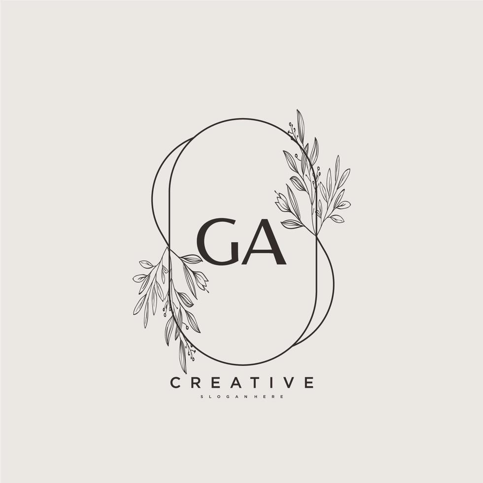 GA Beauty vector initial logo art, handwriting logo of initial signature, wedding, fashion, jewerly, boutique, floral and botanical with creative template for any company or business.