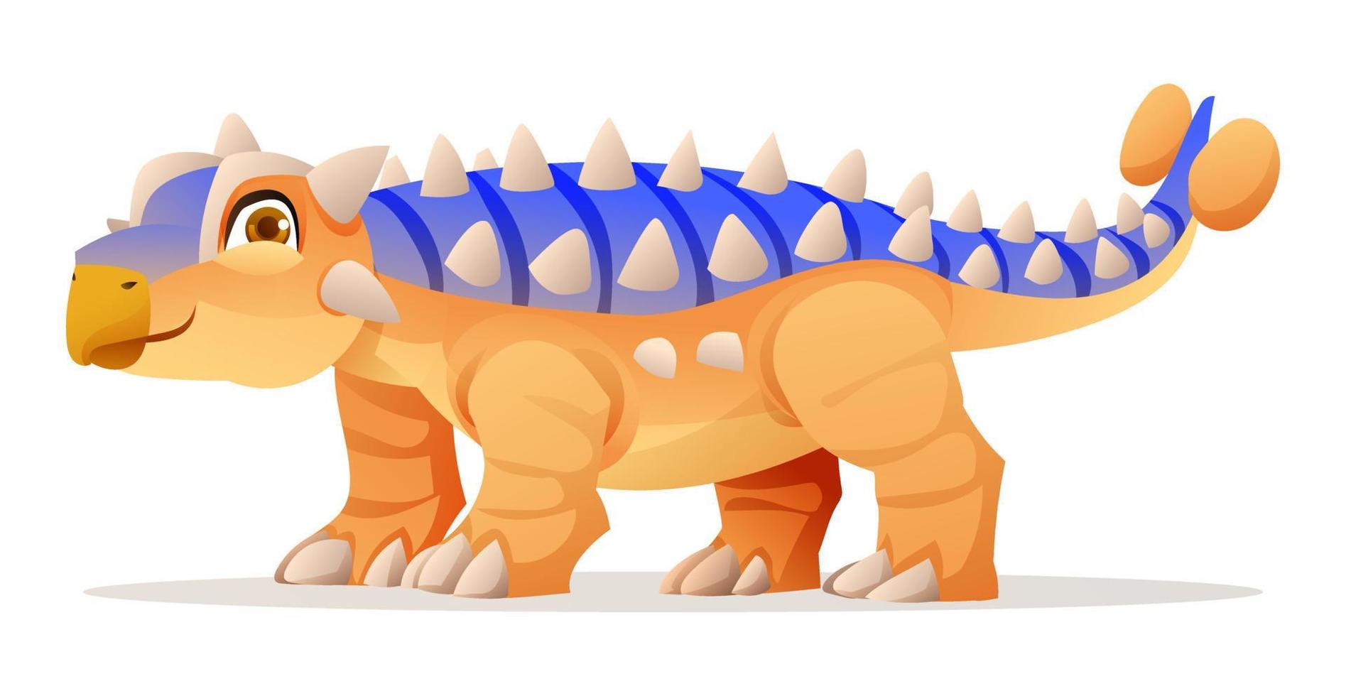 Cute ankylosaurus dinosaur cartoon illustration isolated on white background vector