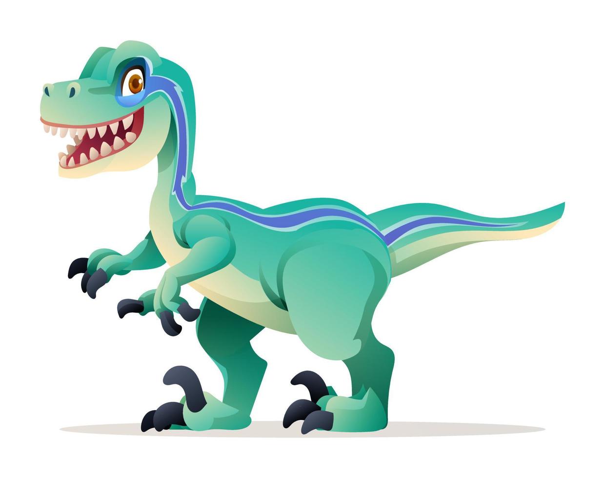 Cute velociraptor dinosaur cartoon illustration isolated on white background vector