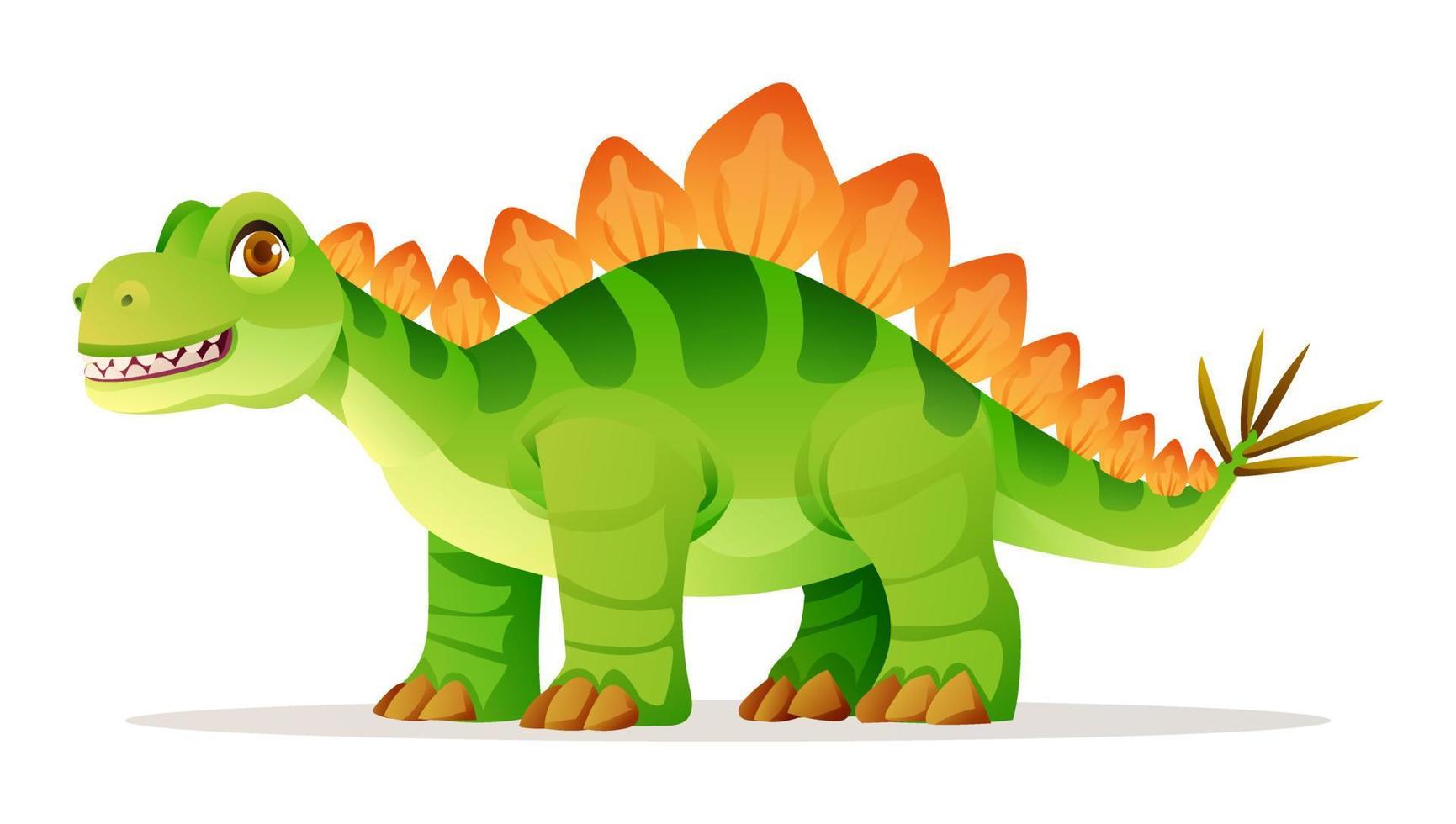 Cute stegosaurus dinosaur cartoon illustration isolated on white background vector