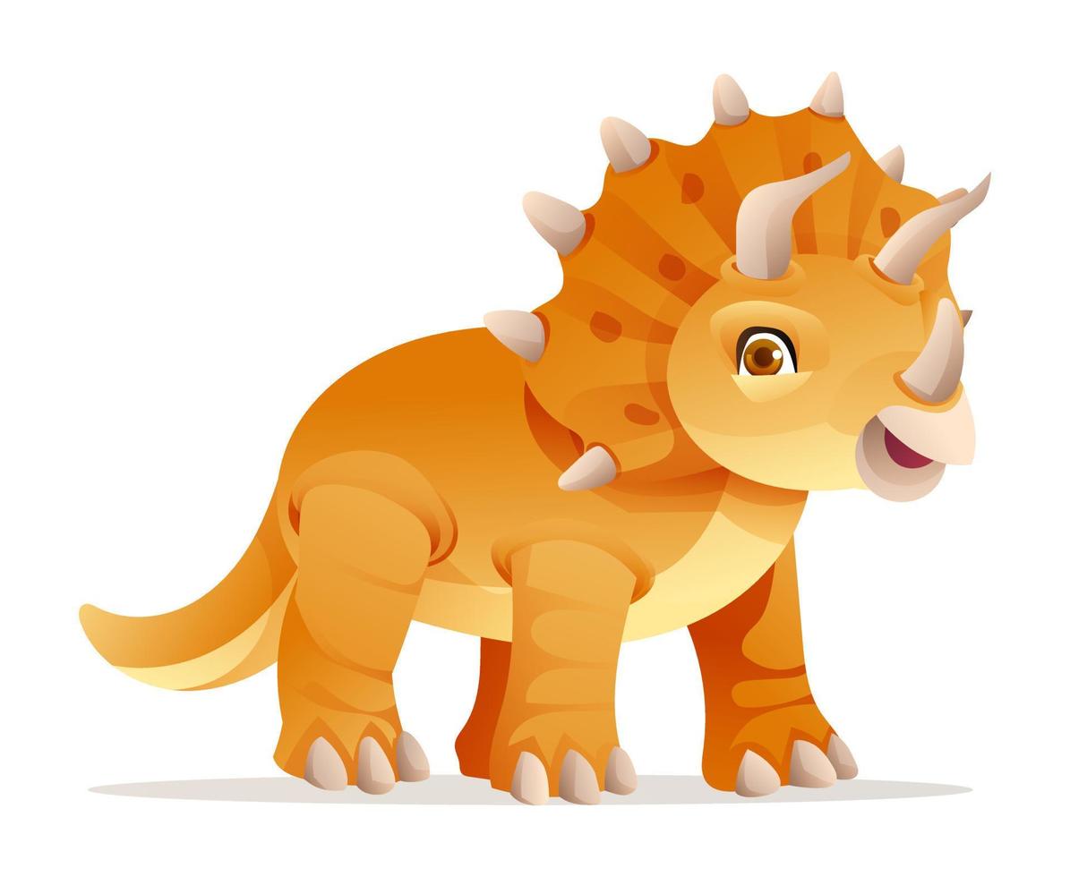 Cute triceratops dinosaur cartoon illustration isolated on white background vector