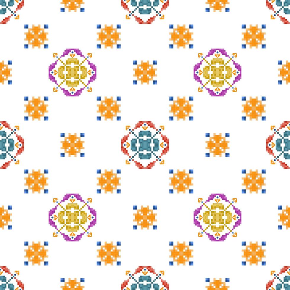 diseño de decoración de patrones sin fisuras étnicos ikat. alfombra de tela azteca boho mandalas papel tapiz textil. adornos de motivos nativos tribales vector de bordado tradicional afroamericano