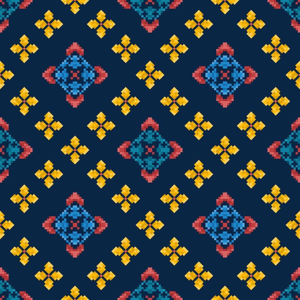 Ikat ethnic seamless pattern decoration design. Aztec fabric carpet boho mandalas textile wallpaper. Tribal native motif ornaments African American folk traditional embroidery vector