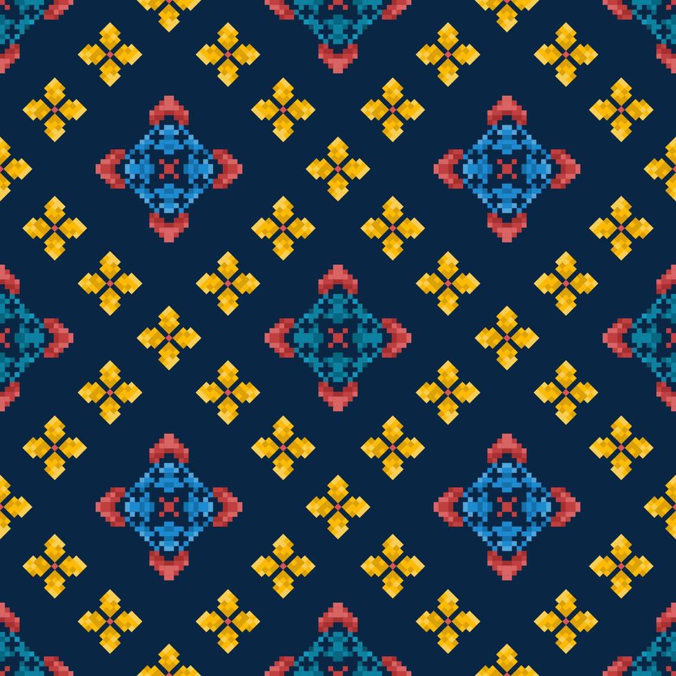 Ikat ethnic seamless pattern decoration design. Aztec fabric carpet boho mandalas textile wallpaper. Tribal native motif ornaments African American folk traditional embroidery vector