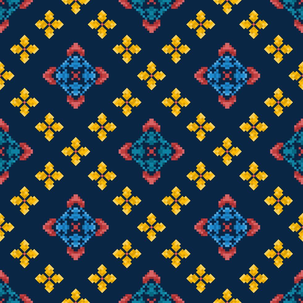 diseño de decoración de patrones sin fisuras étnicos ikat. alfombra de tela azteca boho mandalas papel tapiz textil. adornos de motivos nativos tribales vector de bordado tradicional afroamericano