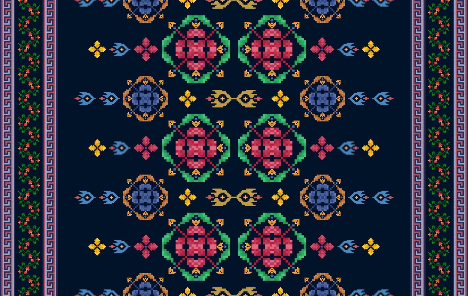 diseño de decoración de patrones sin fisuras étnicos ikat. alfombra de tela azteca boho mandalas papel tapiz textil. adornos de motivos nativos tribales vector de bordado tradicional afroamericano