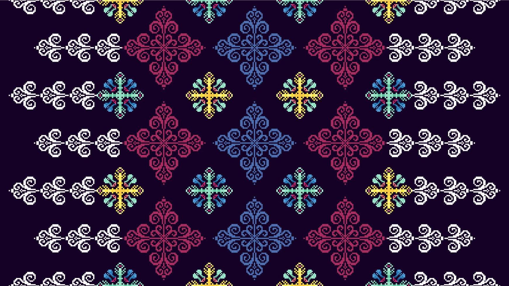 Ikat ethnic seamless pattern decoration design. Aztec fabric carpet boho mandalas textile wallpaper. Tribal native motif ornaments African American folk traditional embroidery vector