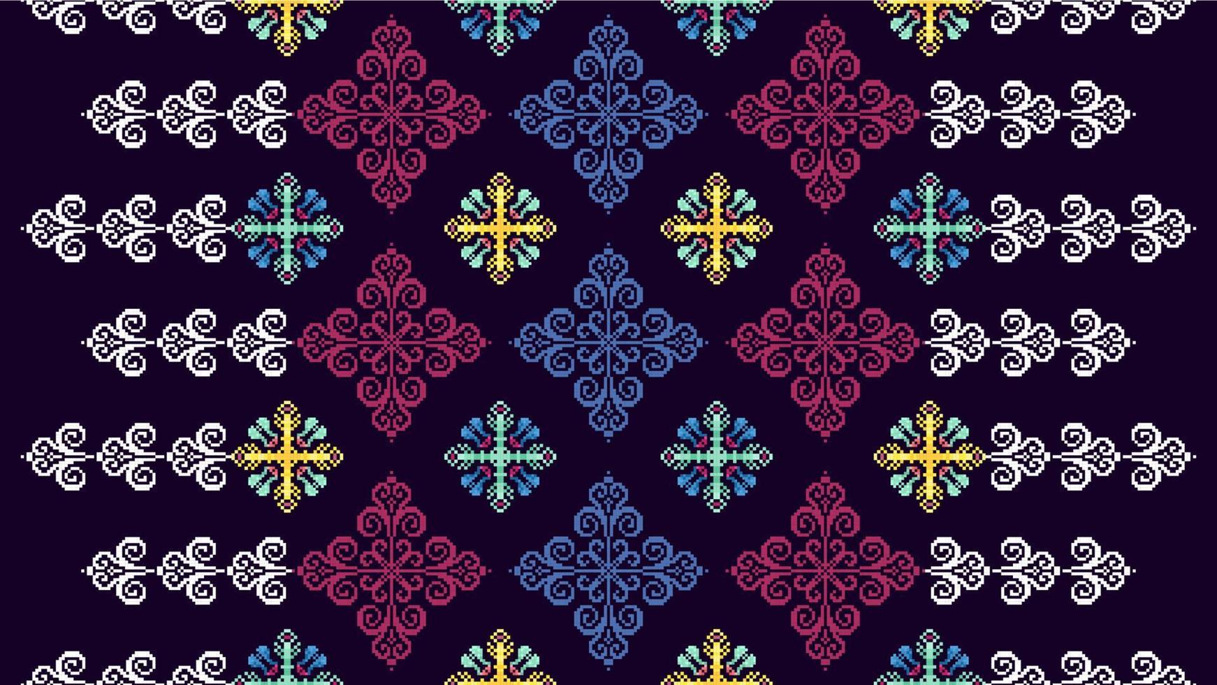 Ikat ethnic seamless pattern decoration design. Aztec fabric carpet boho mandalas textile wallpaper. Tribal native motif ornaments African American folk traditional embroidery vector