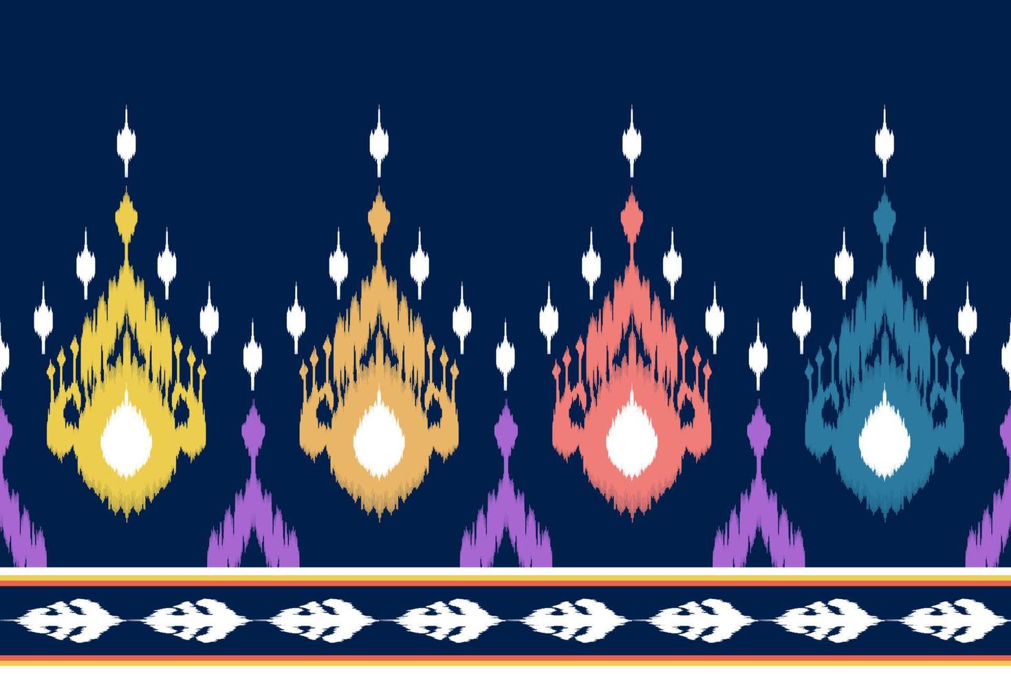 Ikat ethnic seamless pattern decoration design. Aztec fabric carpet boho mandalas textile wallpaper. Tribal native motif ornaments African American folk traditional embroidery vector