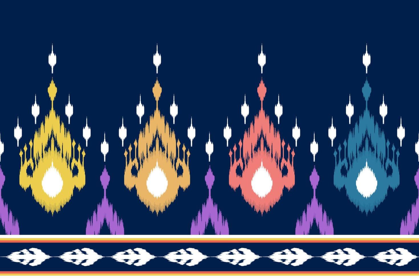 diseño de decoración de patrones sin fisuras étnicos ikat. alfombra de tela azteca boho mandalas papel tapiz textil. adornos de motivos nativos tribales vector de bordado tradicional afroamericano