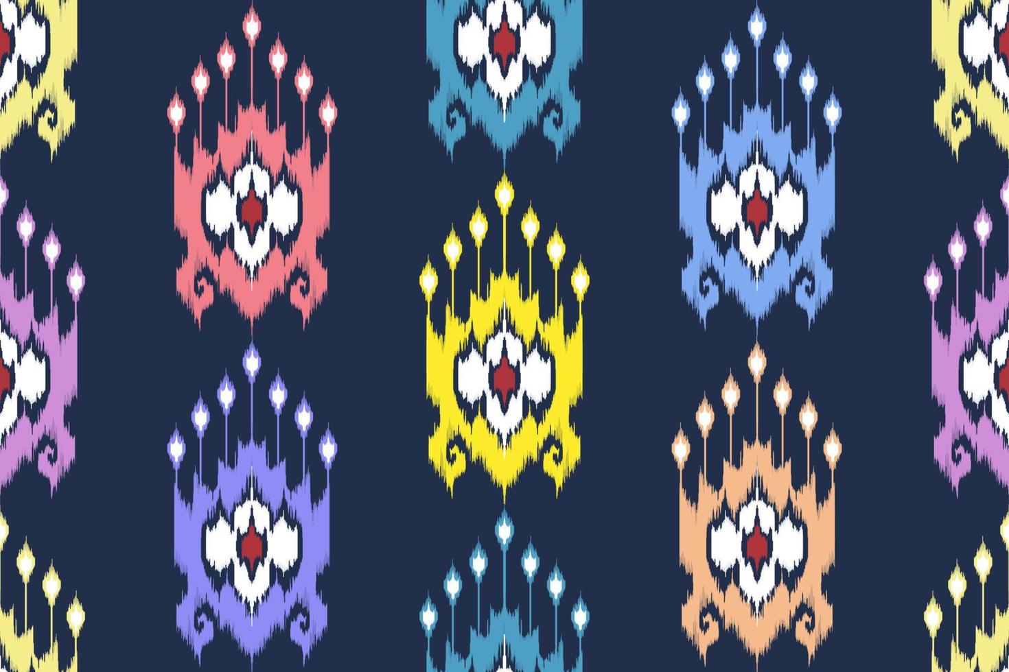 diseño de decoración de patrones sin fisuras étnicos ikat. alfombra de tela azteca boho mandalas papel tapiz textil. adornos de motivos nativos tribales vector de bordado tradicional afroamericano