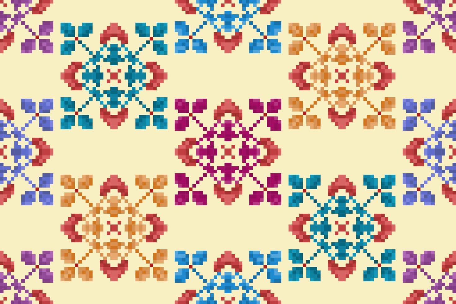 Ikat ethnic seamless pattern decoration design. Aztec fabric carpet boho mandalas textile wallpaper. Tribal native motif ornaments African American folk traditional embroidery vector