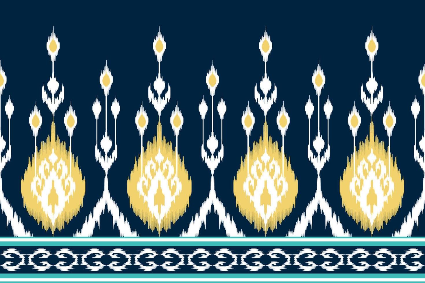 Ikat ethnic seamless pattern decoration design. Aztec fabric carpet boho mandalas textile wallpaper. Tribal native motif ornaments African American folk traditional embroidery vector