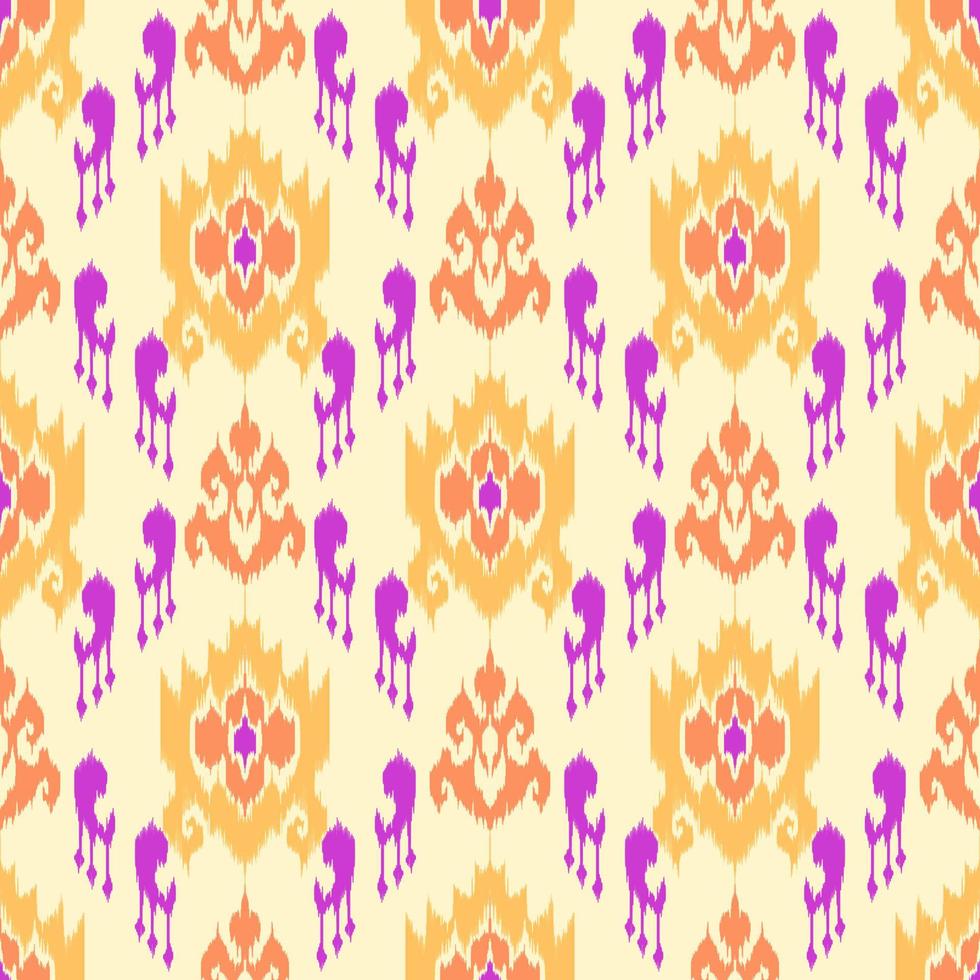 Ikat ethnic seamless pattern decoration design. Aztec fabric carpet boho mandalas textile wallpaper. Tribal native motif ornaments African American folk traditional embroidery vector