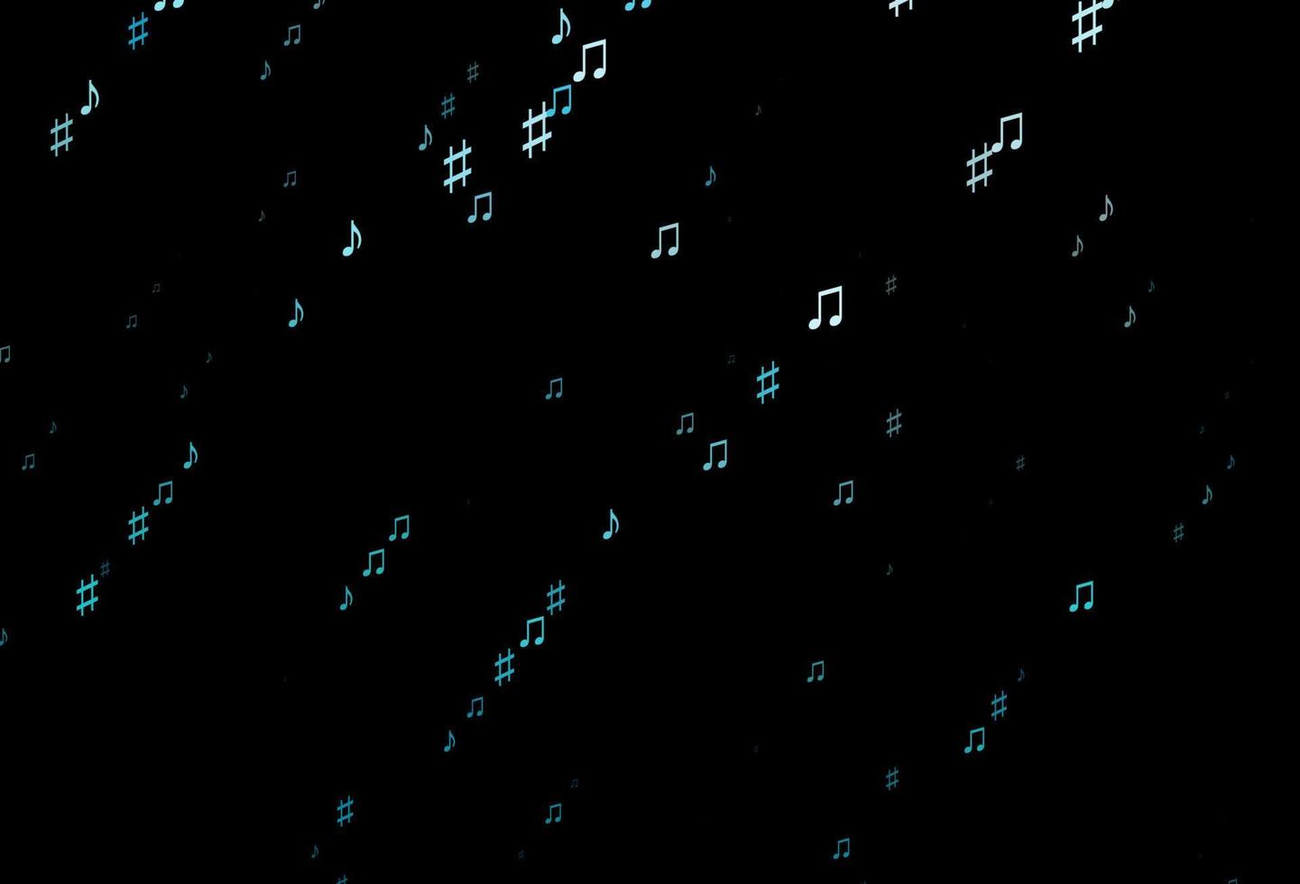 Dark BLUE vector template with musical symbols.