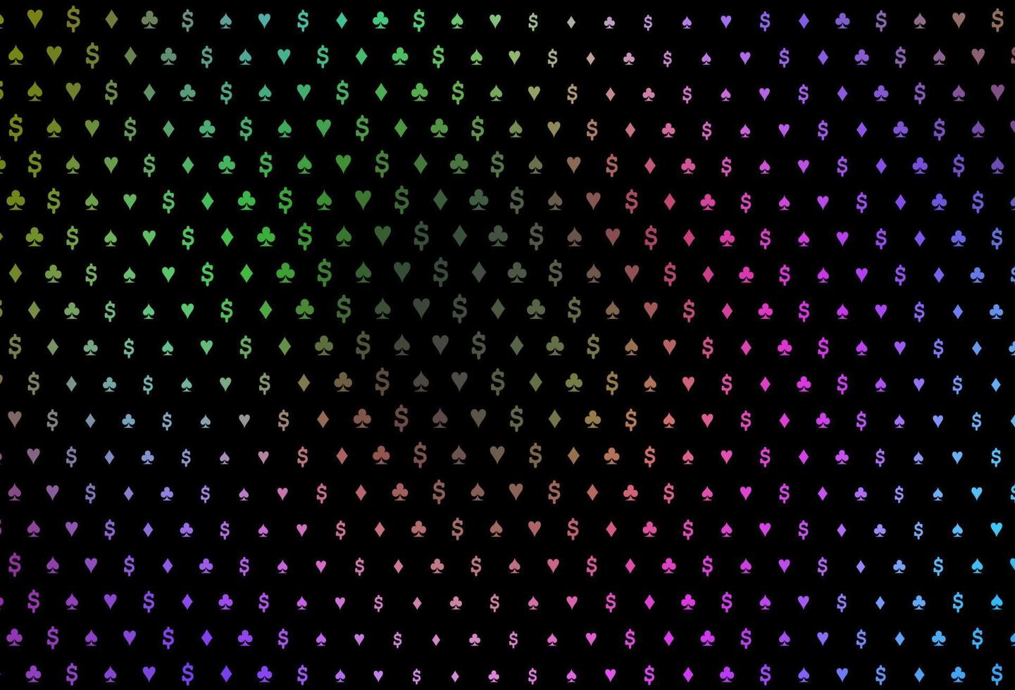 Dark multicolor, rainbow vector pattern with symbol of cards.