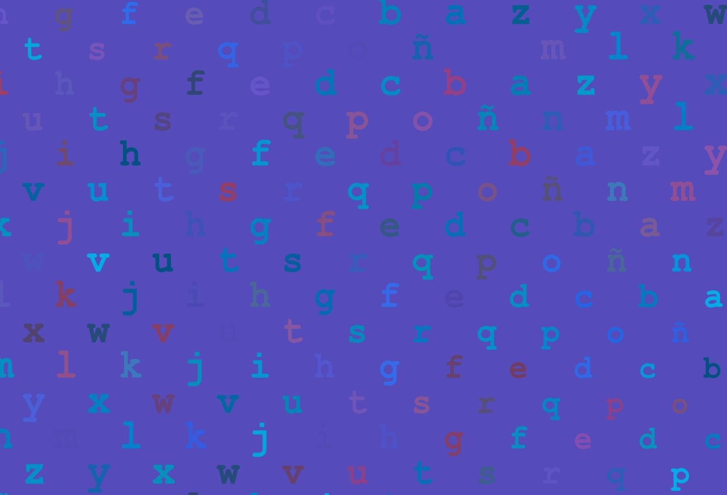 Light blue, red vector background with signs of alphabet.
