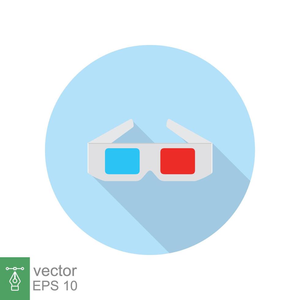3D glasses icon. Simple flat style. Movie and film, stereoscopic, blue and red, cinema vision, entertainment concept. Vector illustration isolated on white background. EPS 10.