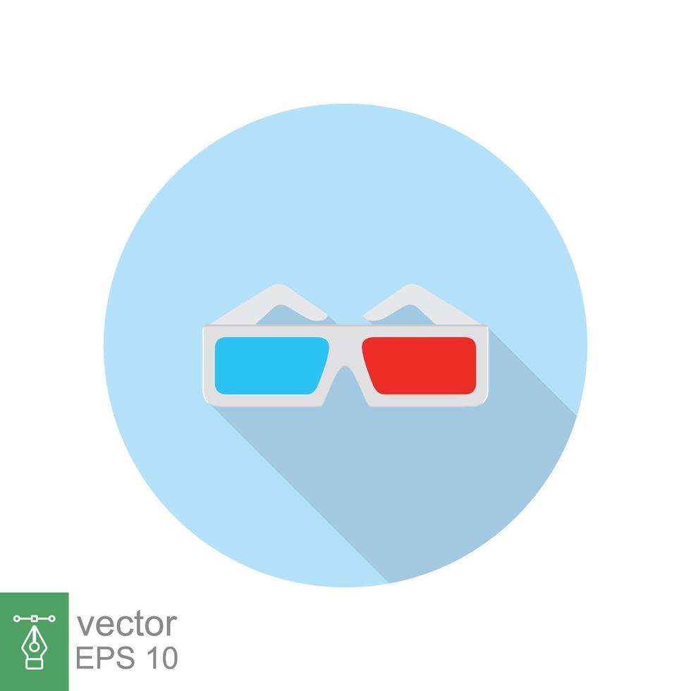 3D glasses icon. Simple flat style. Movie and film, stereoscopic, blue and red, cinema vision, entertainment concept. Vector illustration isolated on white background. EPS 10.