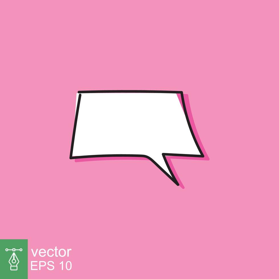 Cloud cartoon speech bubble icon. Simple flat style. Hand drawn, doodle, communication concept. Vector illustration isolated on pink background. EPS 10.