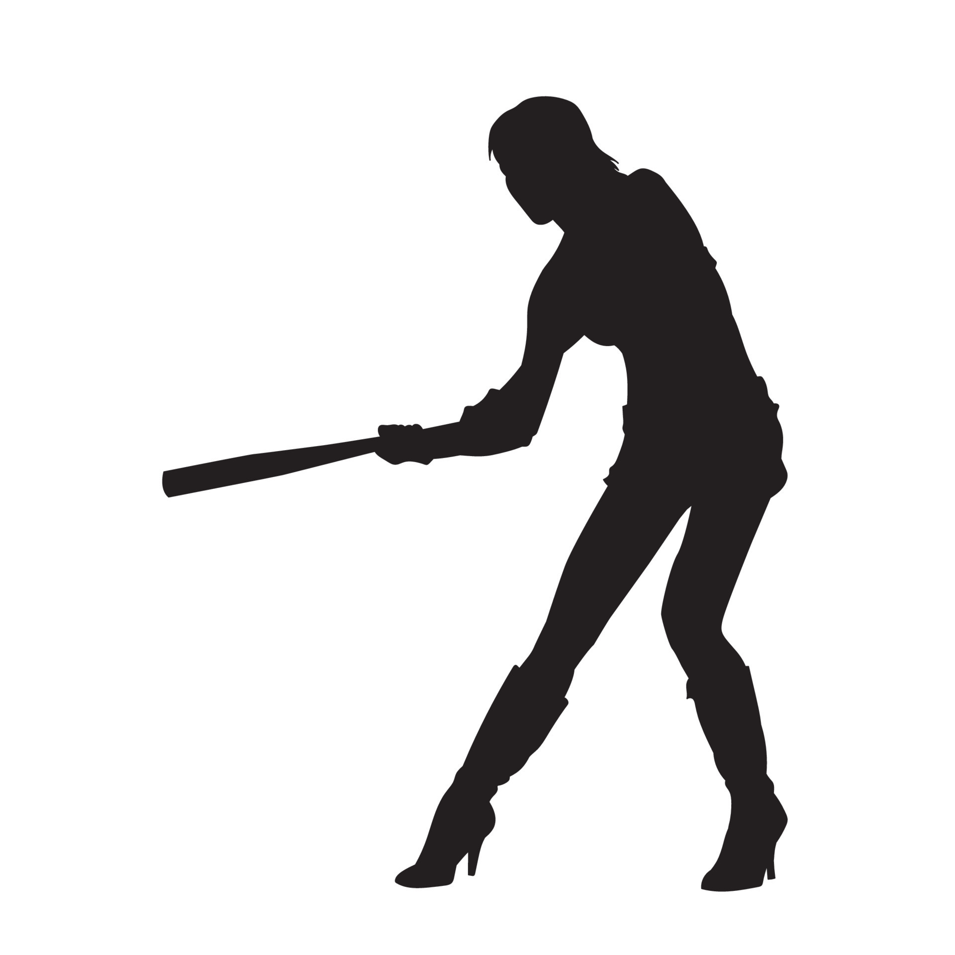 silueta de una bateadora de béisbol femenina. silueta de una chica de