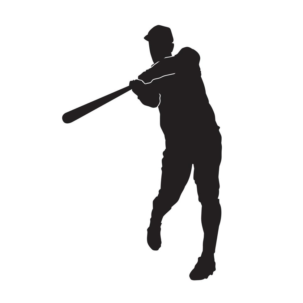 Baseball player with his bat. isolated vector black silhouette ...