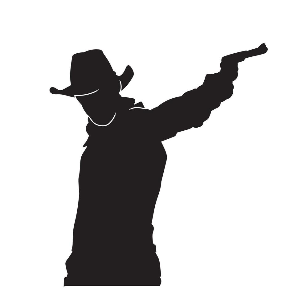 illustration of American Cowboy. isolated vector black silhouette