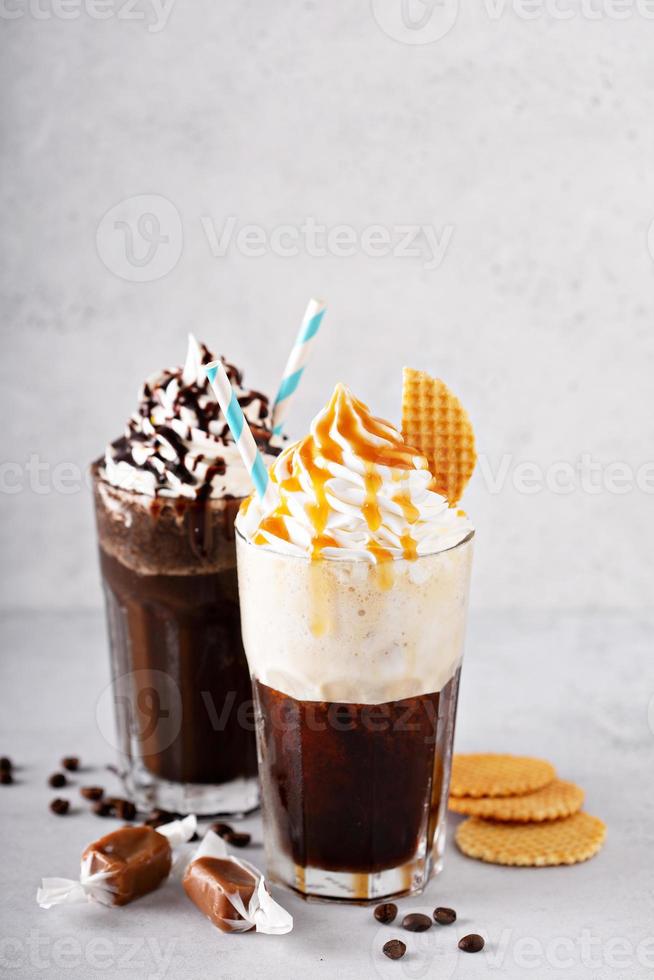 Coffee cocktails with whipped cream photo