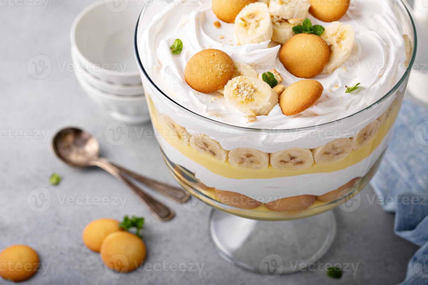 Banana pudding trifle in a large digh photo