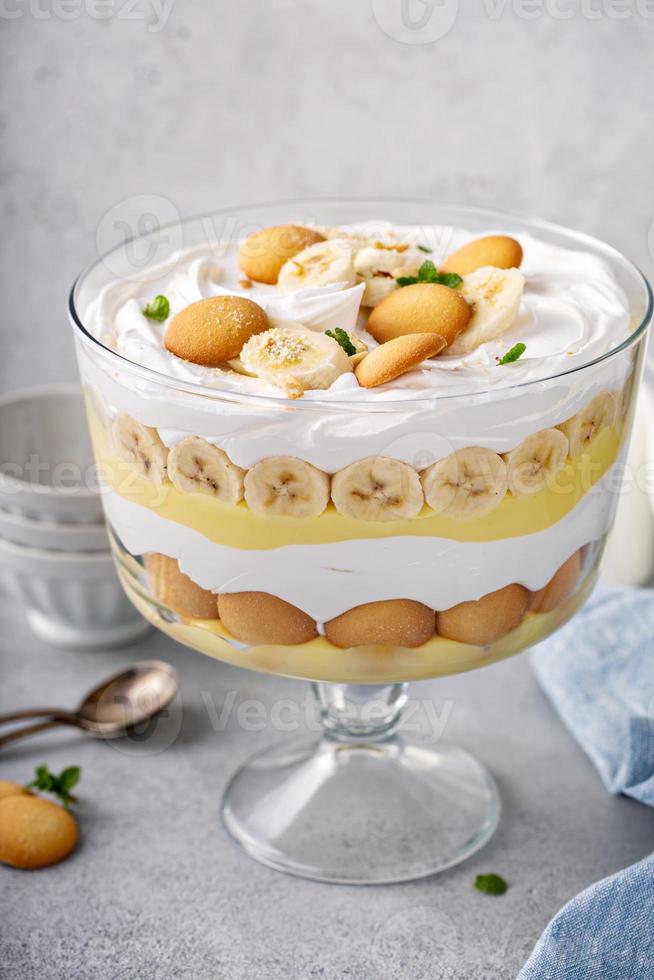 Banana pudding trifle in a large digh photo