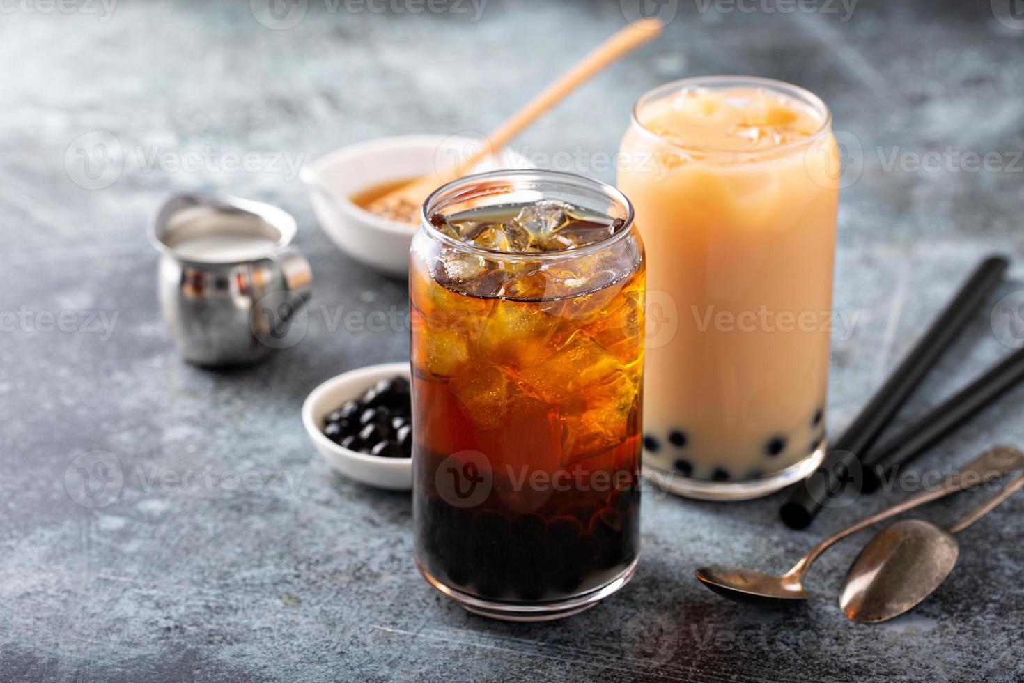 Making milk bubble tea photo