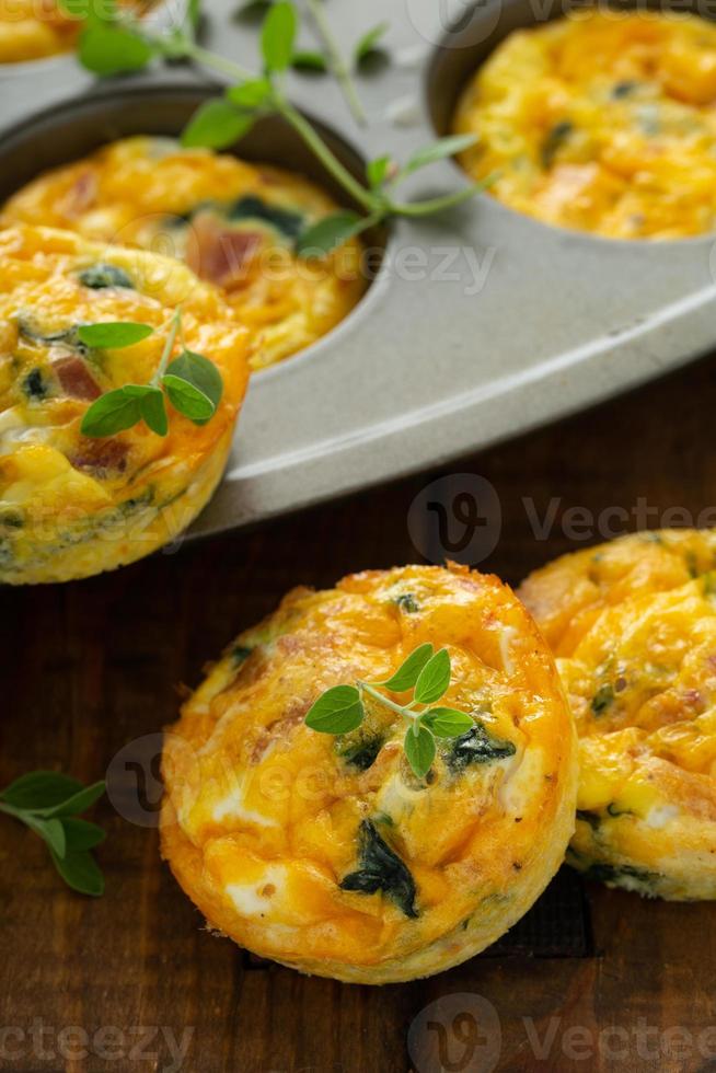 Healthy spinach and bacon low carb egg muffins photo