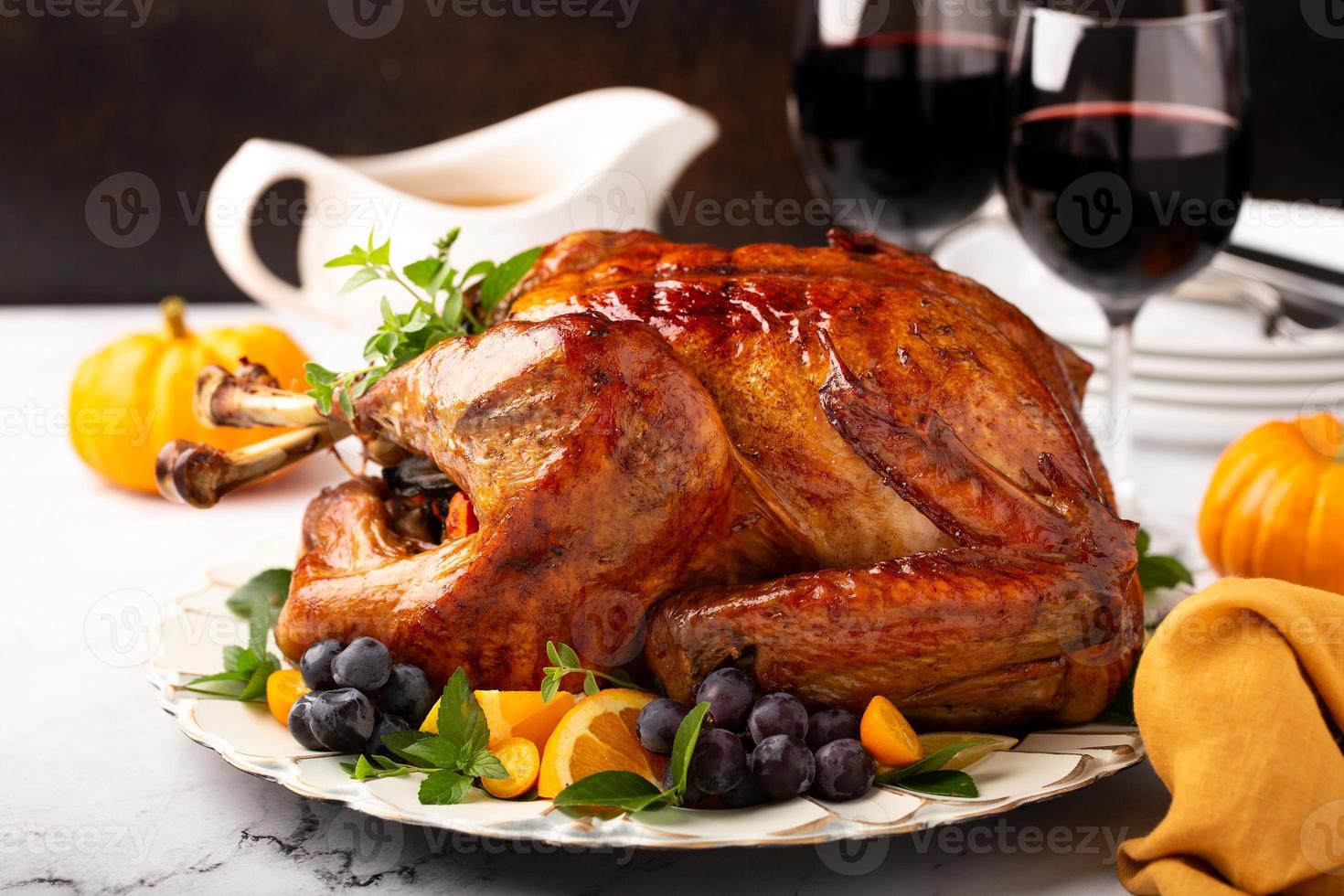 Whole roasted turkey for a celebration dinner photo