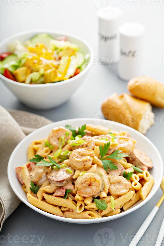 Cajun shrimp and sausage pasta photo