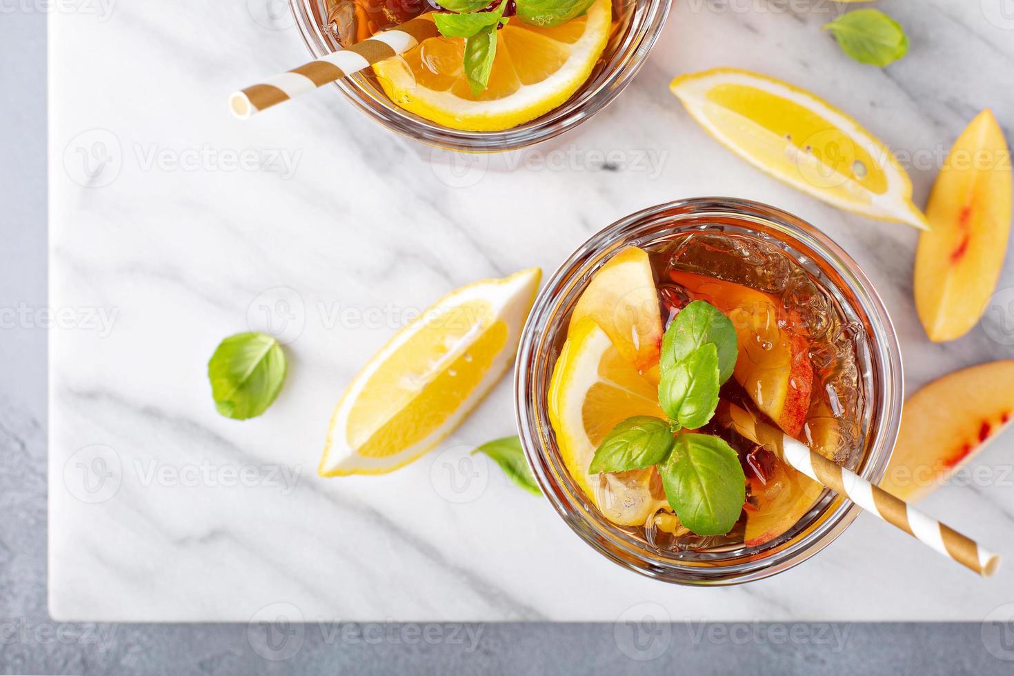 Peach and lemon ice tea photo