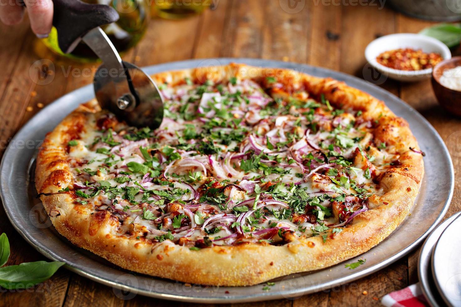 Barbeque chicken pizza photo