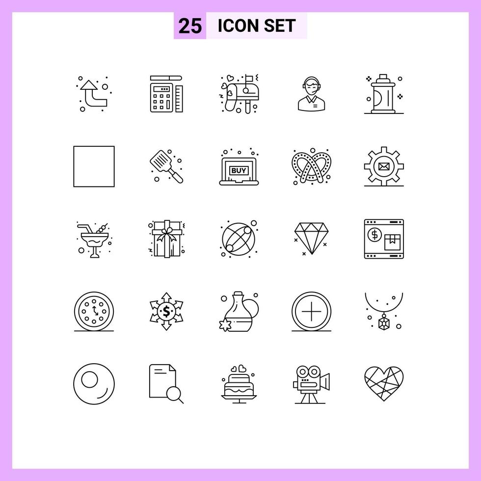 Line Pack of 25 Universal Symbols of service man letter customer business Editable Vector Design Elements